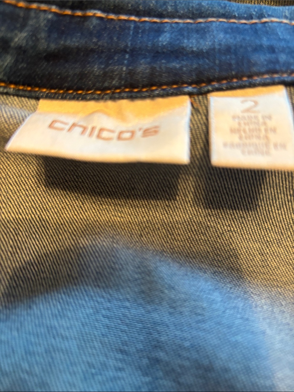 Chico's Blue Denim Jacket with Floral Embroidery - Picture 3 of 4